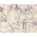 Robert O. Lenkiewicz (1941-2002); pencil study of a group of people; 25.5cm x 33cm, studio stamp lr.