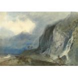 19th century British School, Highland cliff, watercolour, 24 x 34cm