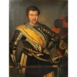 16th century Italian school, portrait of a Milanese Nobleman in armour, oil on canvas, 110 x 85cm