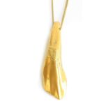 Contemporary silver gilt pendant on chain, hallmarked 925 and with the makers name Antoine Sandoz.