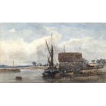 William Callow R.W.S. (1812-1908), boats at rest, watercolour, 20 x 36cm