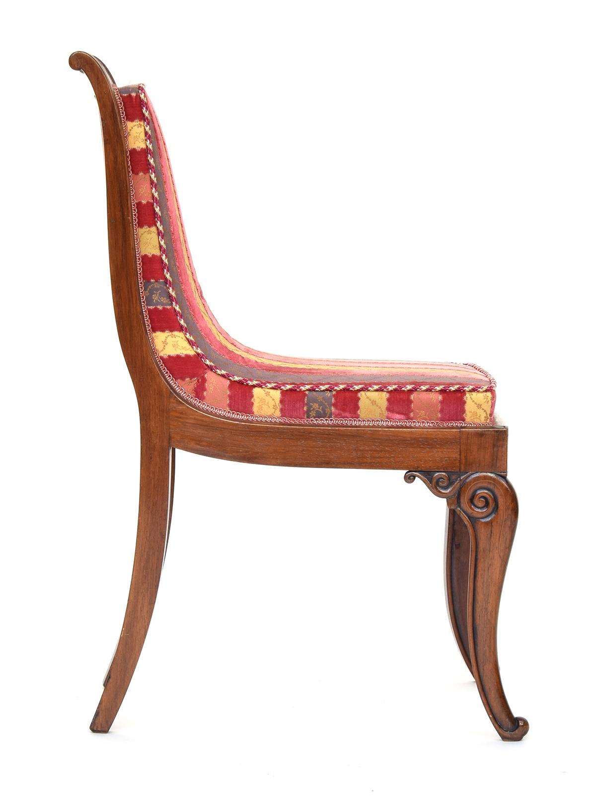 A set of six Louis Philippe mahogany and marquetry inlaid side chairs, circa 1840, upholstered in - Image 3 of 5