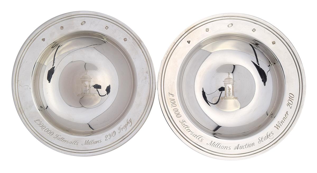Two large Armada/alms dishes by Solomon Joel Phillips, London 2010, awarded as racing trophies, each