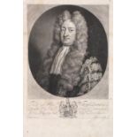 Mezzotint after M. Dahll, Portrait of William Bromley, half-length in an oval, wearing long wig,