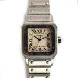 A Cartier 'Santos de Cartier' gent's stainless steel wristwatch ref. 1564, square dial with Roman