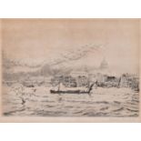 Andrew Watson Turnbull (1874-1957), 'Barges on Thames', and one other, etching, both signed in