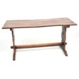 A Spanish walnut refectory table with three plank top, 152cm long, 68cm wide, 75cm high