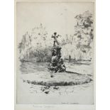 Rowland Langmaid, Peter Pan in Hyde Park, drypoint etching, signed in pencil with studio blind stamp