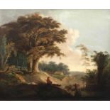 19th century British School, in the manner of John Constable, shepherd in a pastoral settings, oil