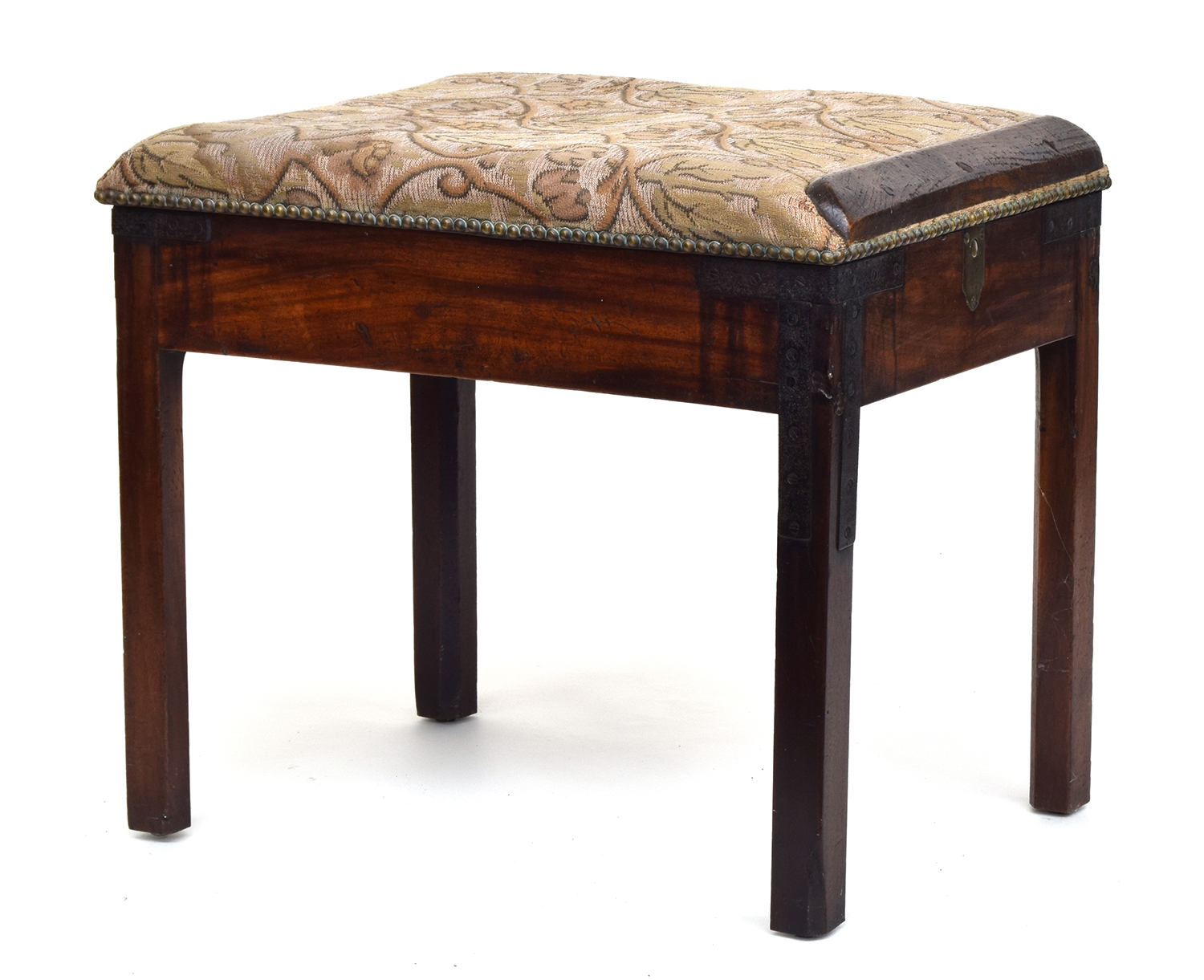 A George III mahogany rectangular metamorphic stool/library steps, the rectangular upholstered seat - Image 2 of 3