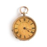 A 9ct gold ladies open face top wind pocket watch, the engine turned case marked Dennison Watch Co.,