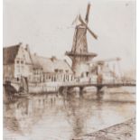 Frank Lewis Emanuel (British, 1866-1948), A Delft Mill, pen and ink, signed and dated 1890 lower