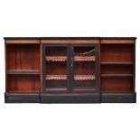 A Regency break-front bookcase with central glazed doors, 183cm wide, 37cm deep, 90cm high