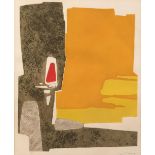 Bernard Munch (b.1921), abstract woodblock print signed in pencil, untitled, 42cm x 52cm