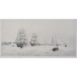 Rowland Langmaid (1897-1956), '"Fantome" & "Valhalla" off Cowes', drypoint etching, signed and