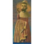 20th century Russian school, 'Figure of a Lady with a Small Dog', oil on canvas, signed and dated