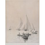 Rowland Langmaid (1897-1956), Yachts & dingies, etching, signed in pencil lower right, with
