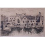 Will Pye, 'Weymouth, Harbour Side by Town Bridge', etching, signed in pencil lower left, 20 x