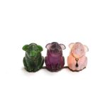 Early 20th century Czech glass cracker pig charms (af), two with collars and glass droplet pendants,