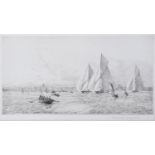 Rowland Langmaid (1897-1956), 'The Big Class Racing Off Ryde, Isle of Wight', 16 x 30.5cm