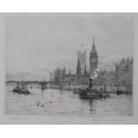 Rowland Langmaid (1897-1956), 'Westminster', drypoint etching, signed in pencil lower right and