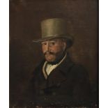 18th century British school, Portrait of a gentleman in top hat, oil on canvas, 77 x 62cm