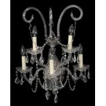 A set of eight 20th century moulded glass five light wall appliques in George III taste, the