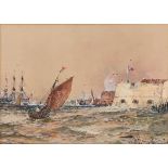 Thomas Bush Hardy (British, 1842-1897), Portsmouth harbour, watercolour, signed and titled lower