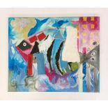 Magdy Basstorous (contemporary, Egyptian, b.1951), fish abstract, mixed media on canvas, 50 x 61cm