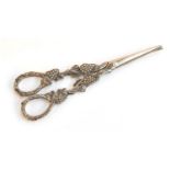 A pair of early 20th century .925 silver grape scissors, bearing import marks for Adolph Barsach