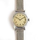 A Record Watch Co. gent's stainless steel wrist watch c.1960s, champagne dial with luminous Arabic