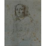 Early 19th century British, pencil sketch on paper of a lady, 23 x 18.5cm Provenance: bears