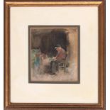 Lucy Knight, 'An Old Lacemaker, Bruges', c.1900, signed lower right, watercolour, bears label on