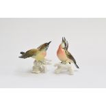 A Karl Ens porcelain finch, 12cm high; together with another, 11cm high, each marked to base (2)