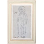 George Cruikshank (1792-1878), pencil sketch self portrait and study of a horse from behind, signed,