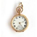 14ct gold ladies fob watch, the face marked C Lannier, Geneve, approximately 33m diameter, 27g