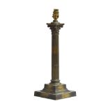 A brass Corinthian column table lamp, stamped C.W to base, 44.5cm high