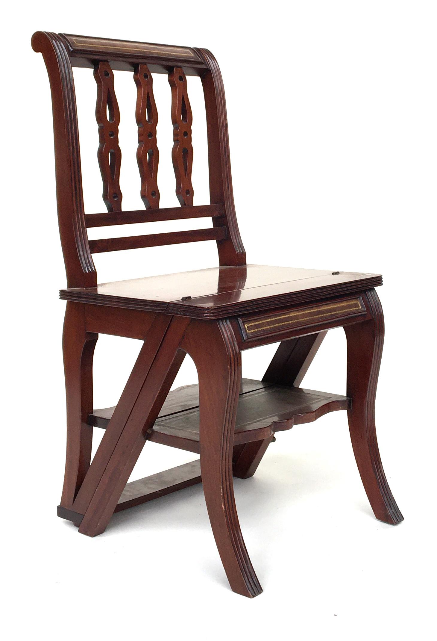 A modern 19th century style mahogany metamorphic library chair, in the form of a bar back chair, - Image 2 of 2
