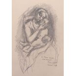 Pedro Bueno Villarejo (Spanish 1910-1993), seated woman with child, pencil sketch, signed lower