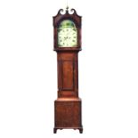An oak longcase clock, the 31.5cm dial marked Yoevil and signed indistinctly, swan neck pediment
