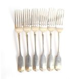 A set of six Victorian fruit forks, five by Charles Wallis, and one by, Chawner & Co, London 1854,
