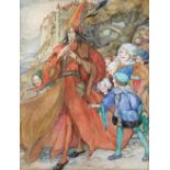 Anne Anderson (1874-1952), 'The Pied Piper of Hamelin', watercolour on paper, signed lower right, 17