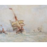 Frederick James Aldridge (1850-1933), Ship in a Choppy Sea, watercolour, signed lower right, 17.5