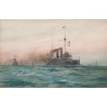 William Minshall Birchall (American, 1884-1941), H.M.S. Hawke, watercolour, signed and dated 1914