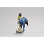 A Karl Ens porcelain figure of a parrot, marked to base, 32.5cm high