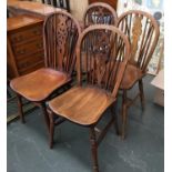 Four 19th century and later wheelback chairs
