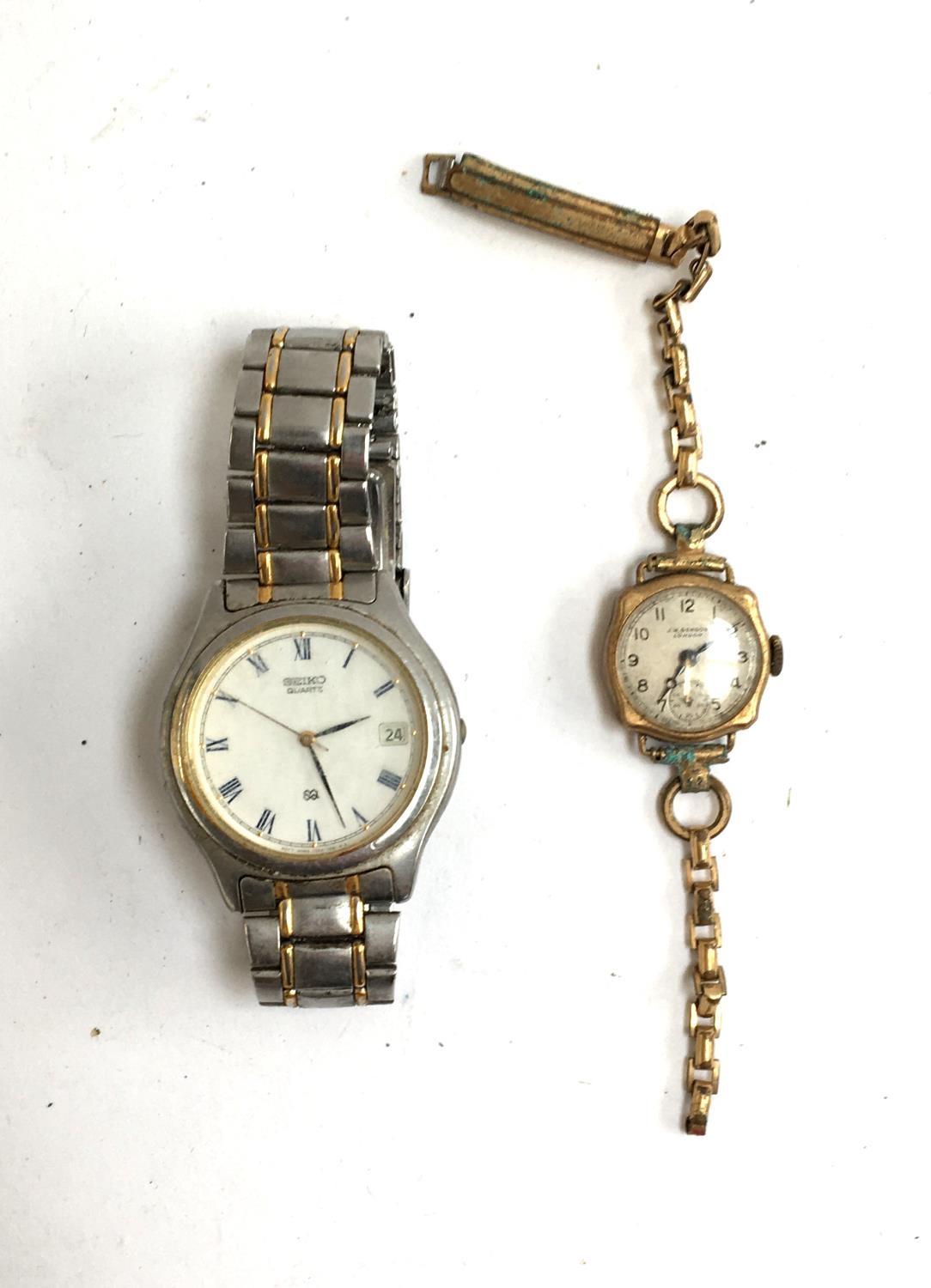 Mens Seiko watch (SA) with Roman numerals and date with a ladies JW Benson cocktail watch (poor