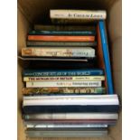 A box of art books, various subjects including David Hockney, Turner, Old Masters