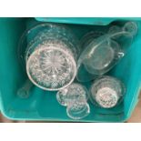 A mixed lot of glass and cut glass to include cake stand, vases, bowls, trinket dishes etc