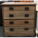 A 20th century oak chest of four drawers on plinth base, 101cmW